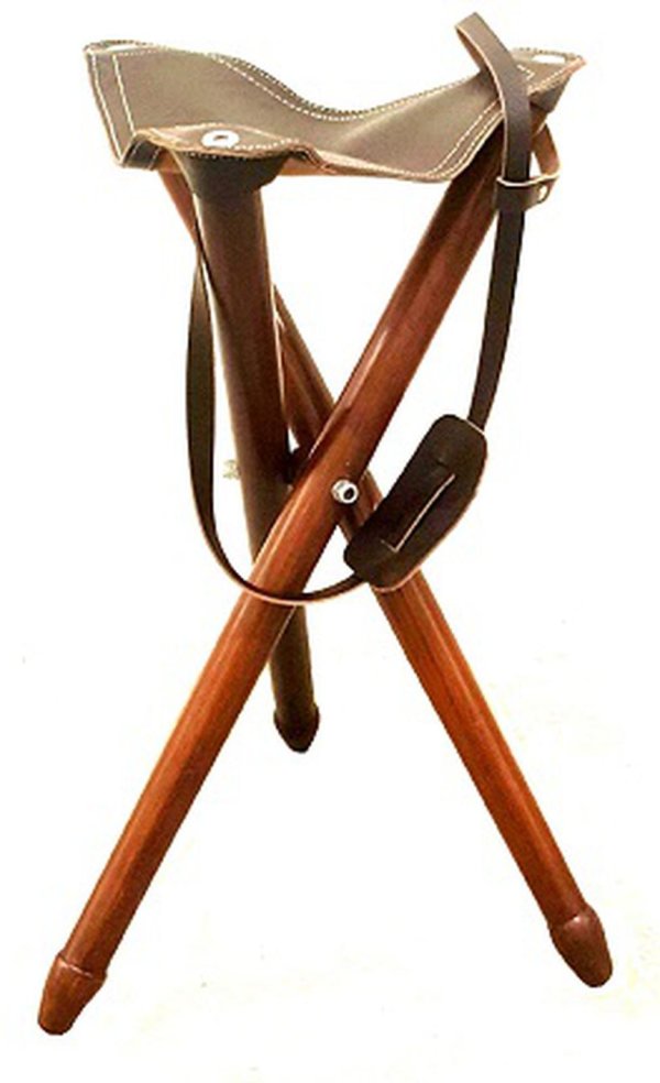 стульчик-тренога, кожа+дерево, высота 50 см